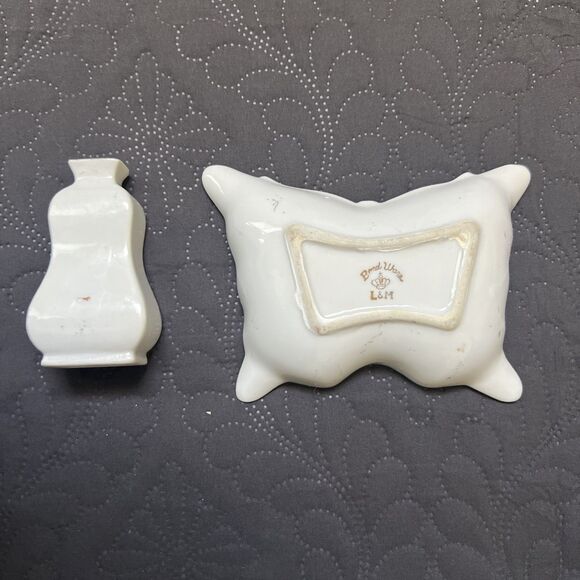 VTG MOSS ROSE Butterfly Ashtray Trinket Dish Bond Ware L&M & Small Vase Japan - Picture 4 of 10